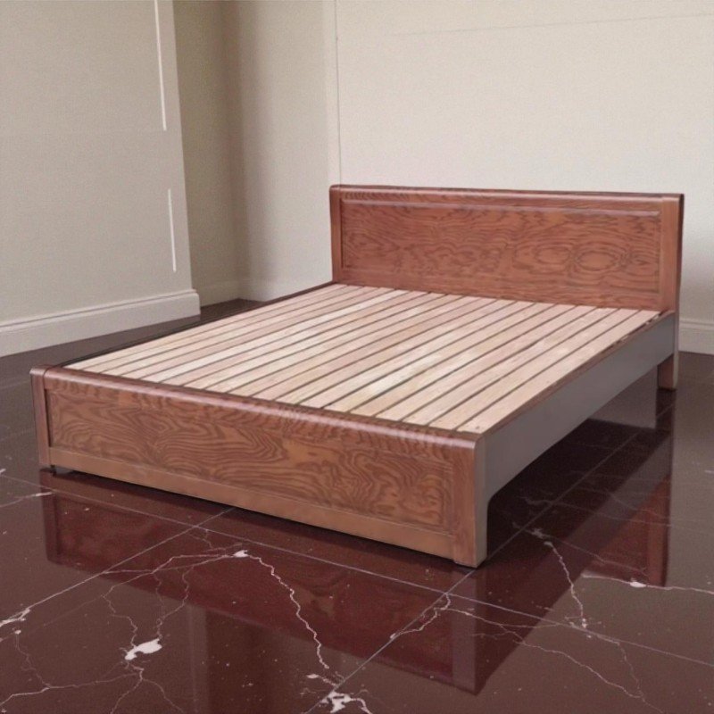 Giường Ngủ Gỗ Sồi Sơn Màu Gỗ Óc Chó MS 3283 - chi tiết vân gỗ tự nhiên