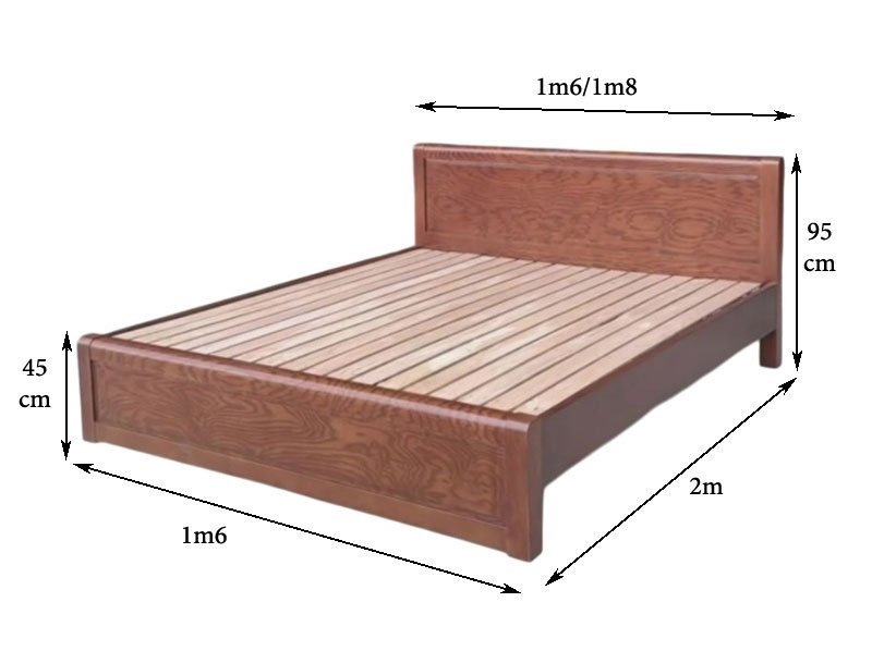 Giường Ngủ Gỗ Sồi Sơn Màu Gỗ Óc Chó MS 3283