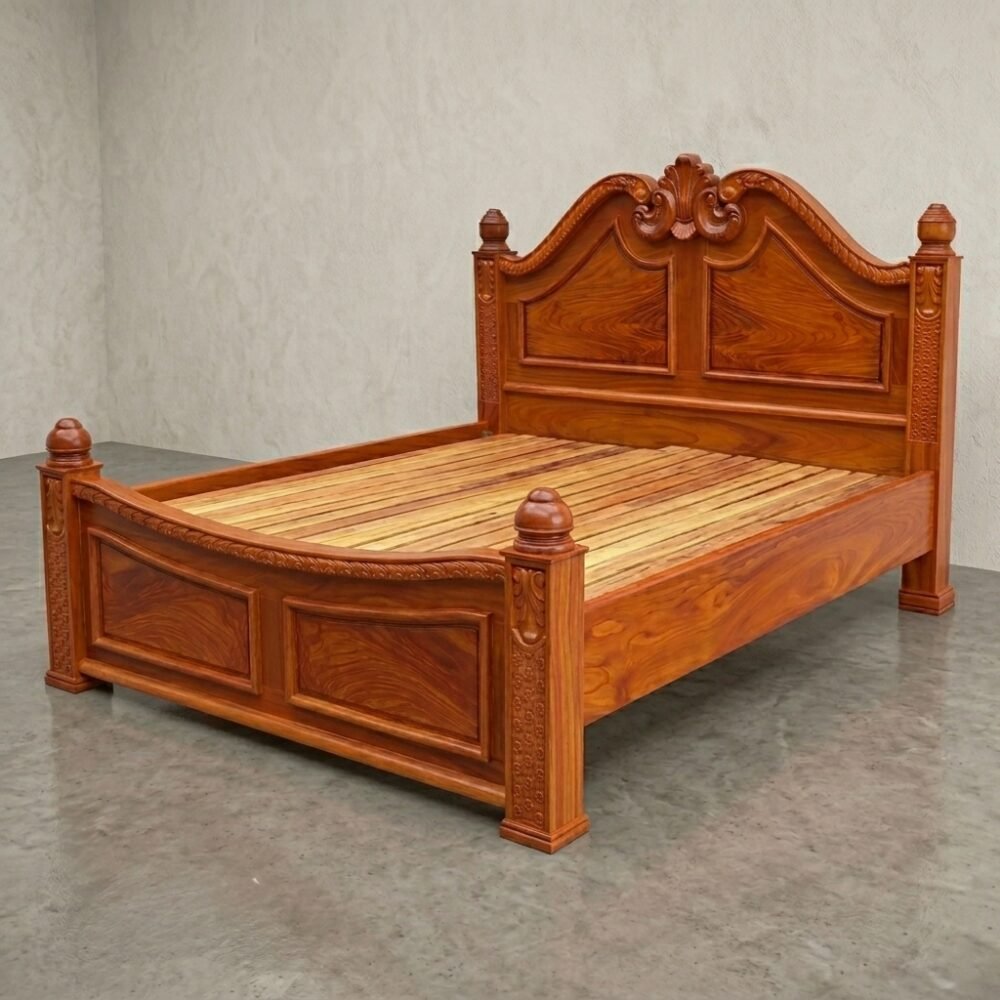 Giường Gõ Đỏ Tự Nhiên Cao Cấp MS 3442