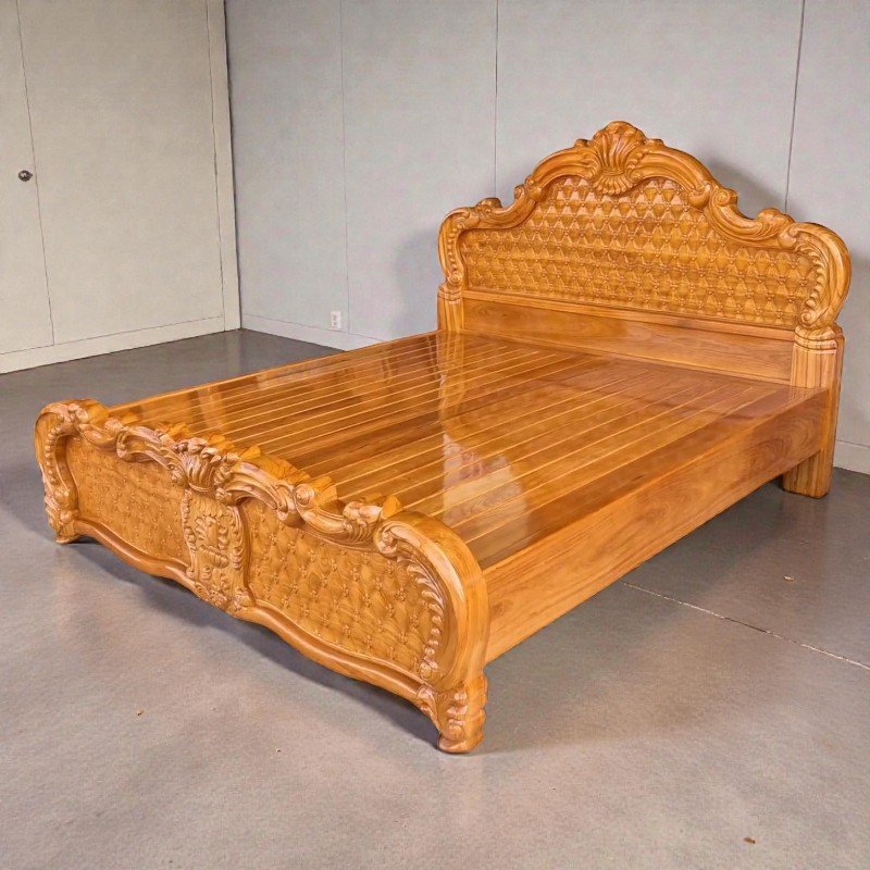 Giường gỗ gõ đỏ chất liệu tự nhiên bền bỉ