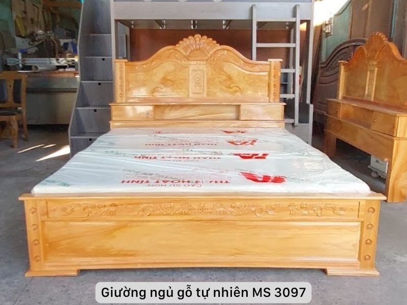 Giường ngủ gỗ gõ đỏ cao cấp Giường ngủ gỗ gõ đỏ cao cấp MS 3097 - góc nghiêng