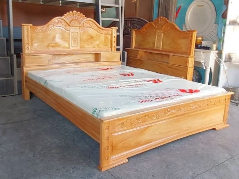 Nơi bán giường ngủ gỗ gõ đỏ cao cấp Giường ngủ gỗ gõ đỏ cao cấp MS 3097 - bề mặt hoàn thiện