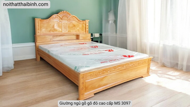 Giường ngủ gỗ gõ đỏ cao cấp MS 3097 - đóng tại xưởng Thái Bình TPHCM