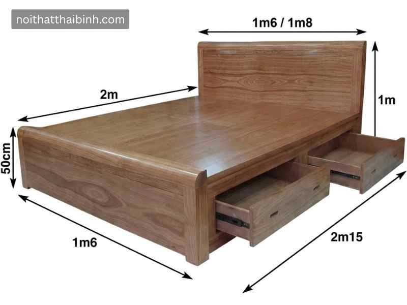 Giường Ngủ Gỗ Tự Nhiên Cao Cấp Mã 3078 Có Ngăn Kéo Tiện Lợi