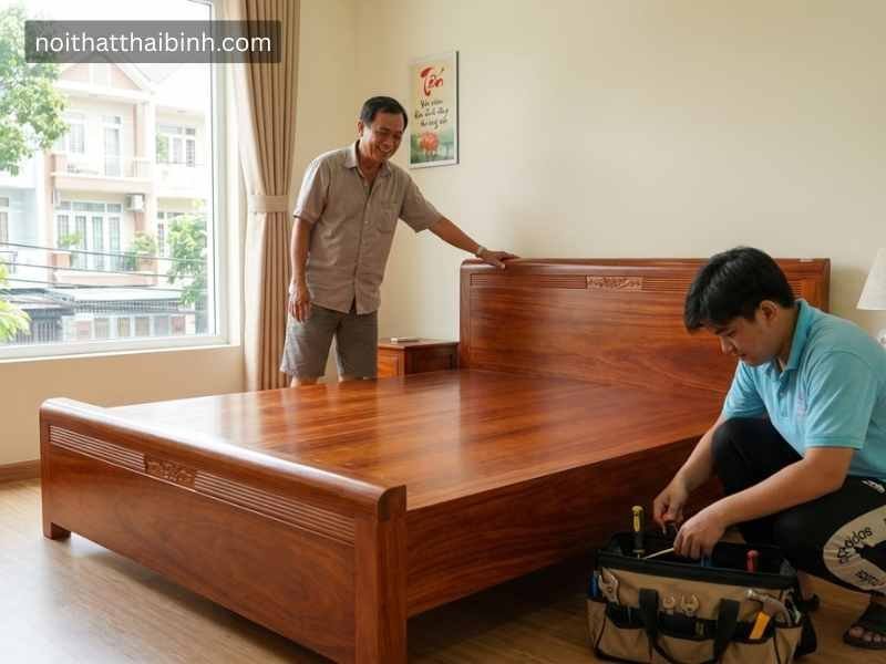 Giường ngủ gỗ tự nhiên vân cẩm tại TP.HCM Giường ngủ gỗ tự nhiên vân cẩm