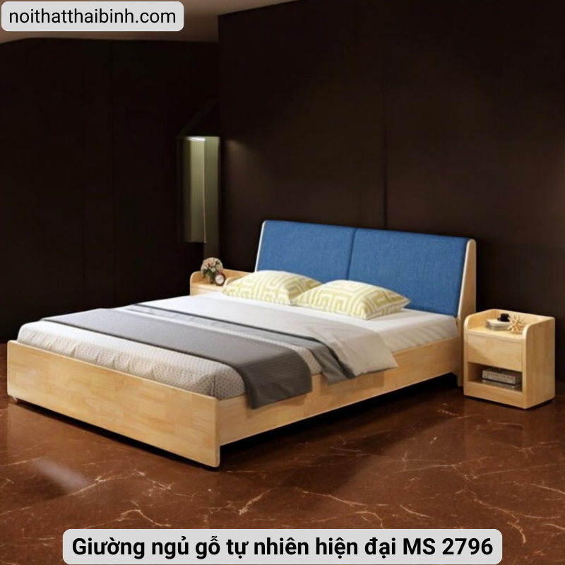 Giường ngủ gỗ tự nhiên hiện đại Giường ngủ gỗ tự nhiên hiện đại