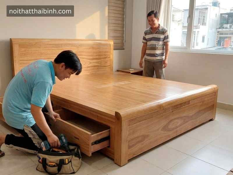 Giường Ngủ Gỗ Tự Nhiên Cao Cấp Mã 3078 Có Ngăn Kéo Tiện Lợi