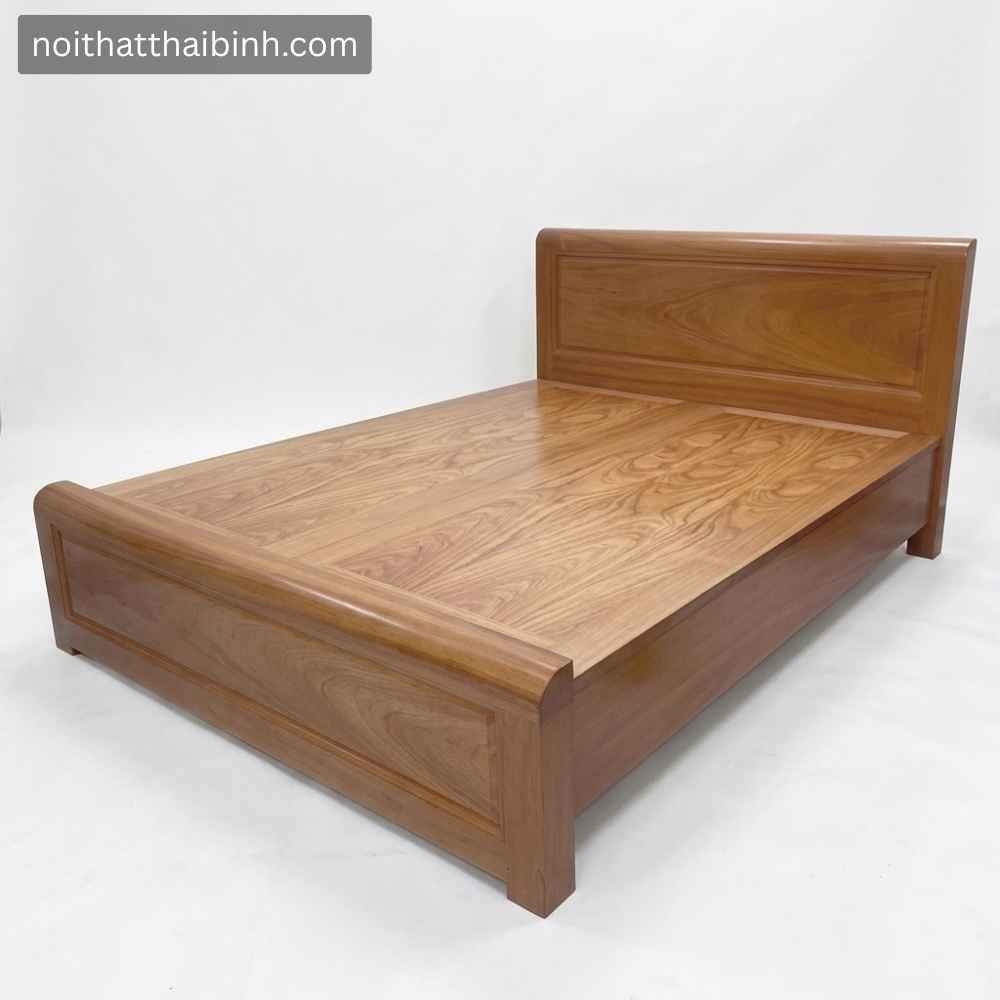 Giường ngủ gỗ tự nhiên vân hương xám
