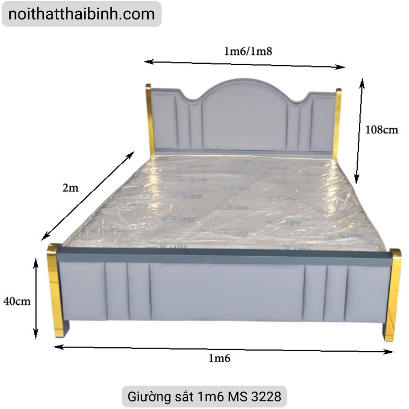 Giường sắt 1m6