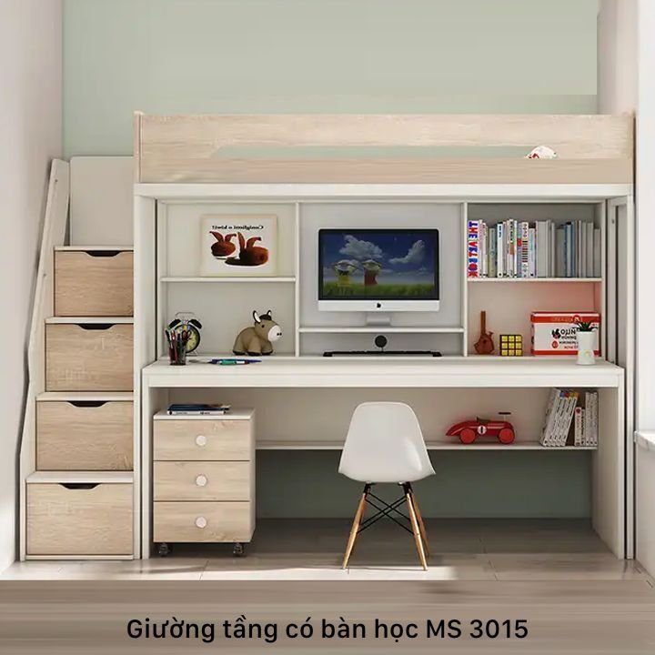 Giường tầng có bàn học Giường tầng có bàn học MS 3015 - nhìn tổng thể