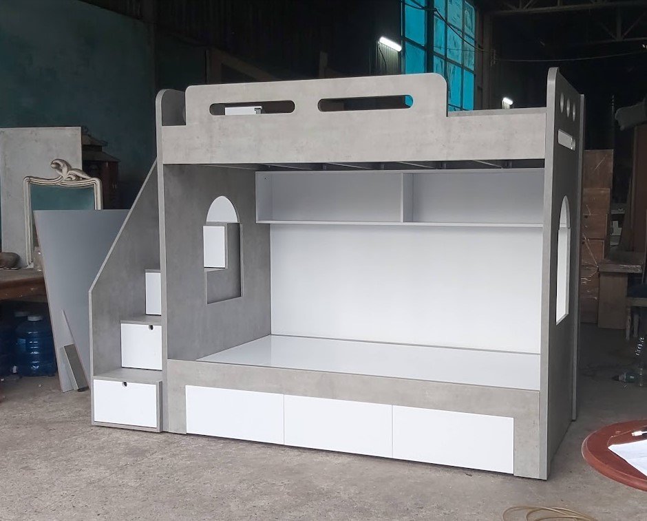 Giường tầng có ngăn kéo dưới gầm gỗ melamine chống trầy