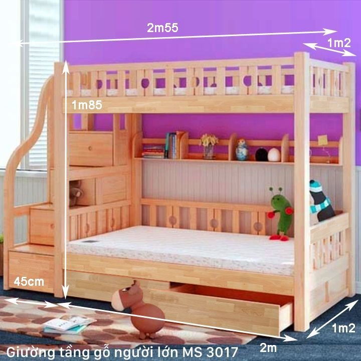 Kích thước giường tầng gỗ người lớn Kích thước giường tầng gỗ người lớn