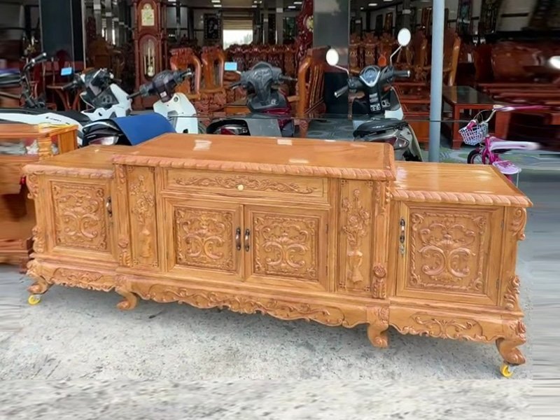 Kệ tivi gỗ gõ đỏ tự nhiên Kệ tivi gỗ gõ đỏ tự nhiên