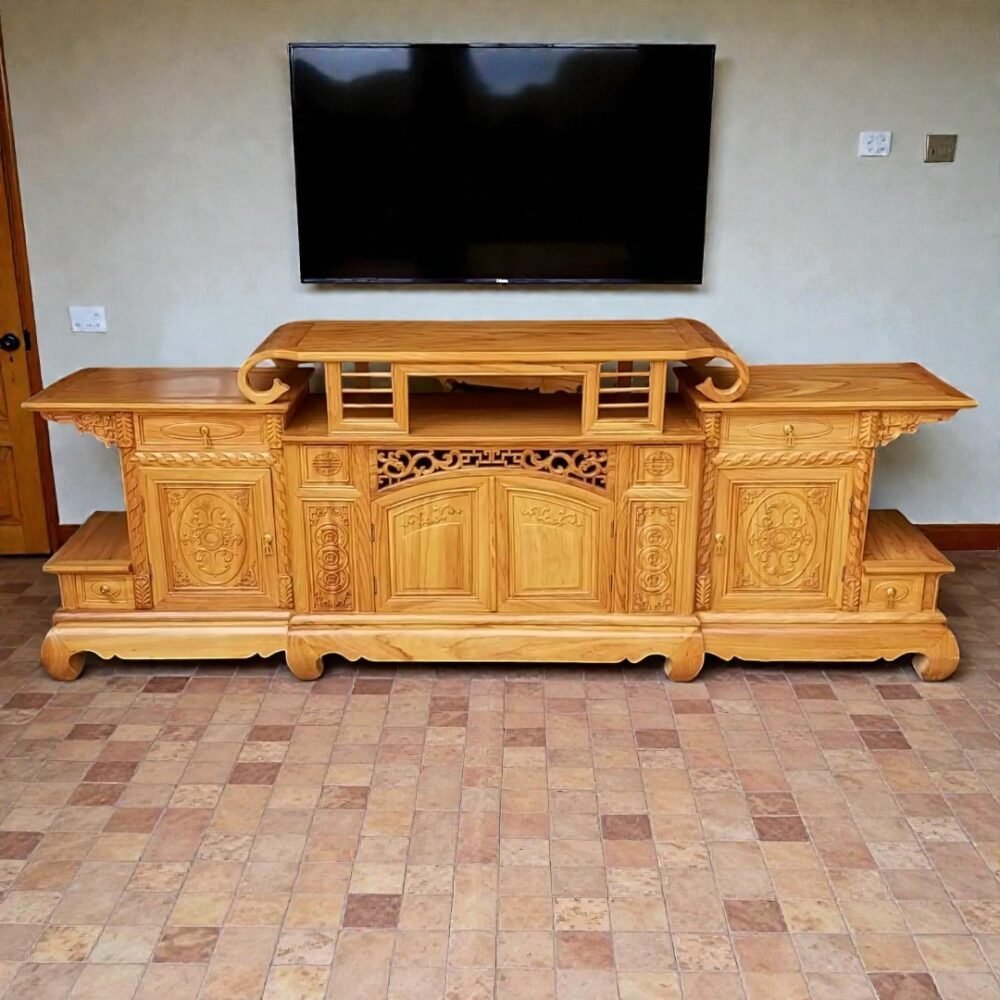 Kệ tivi gỗ gõ đỏ tự nhiên MS 3361