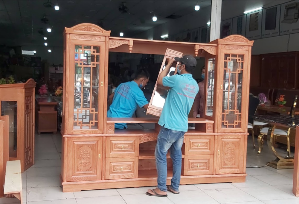 Kệ tivi gỗ kết hợp tủ trang trí MS 2747 - đóng tại xưởng Thái Bình TPHCM
