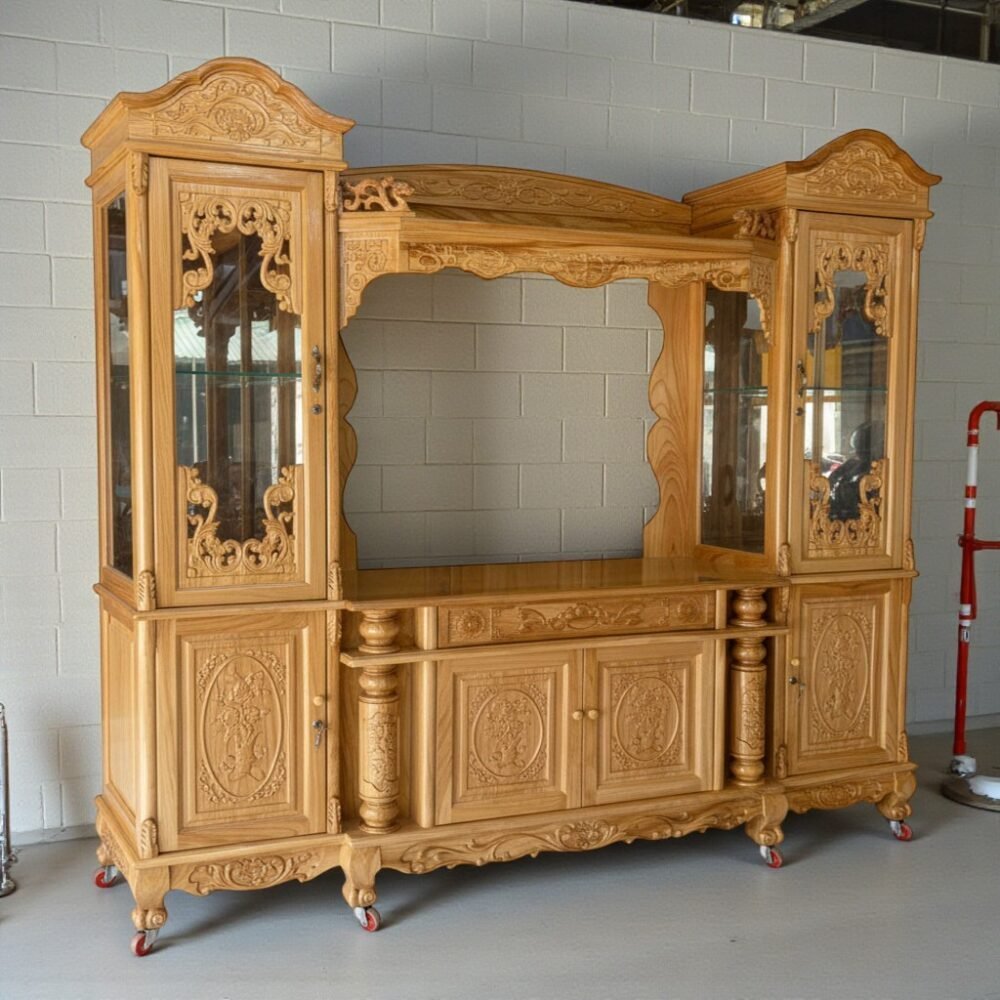 Kệ tivi kết hợp bàn thờ gỗ gõ đỏ MS 3317