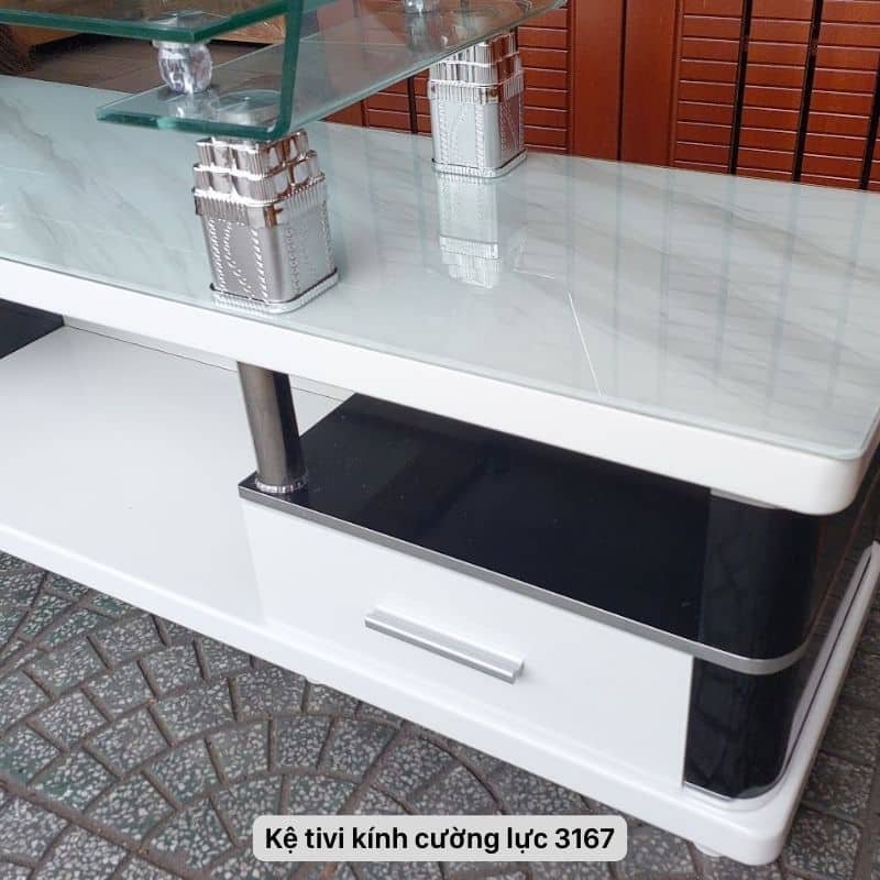 kệ tivi kính cường lực 2 tầng