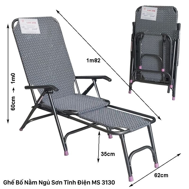Kích thước ghế bố nằm ngủ sơn tĩnh điện Ghế Bố Nằm Sơn Tĩnh Điện MS 3130 | GIAO HỎA TỐC TPHCM