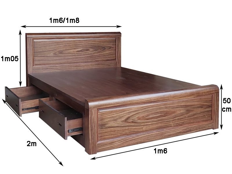 Kích thước giường gỗ óc chó Kích thước giường gỗ óc chó