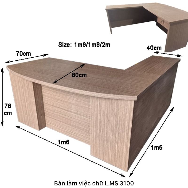 Kích thước bàn làm việc chữ L Kích thước bàn làm việc chữ L