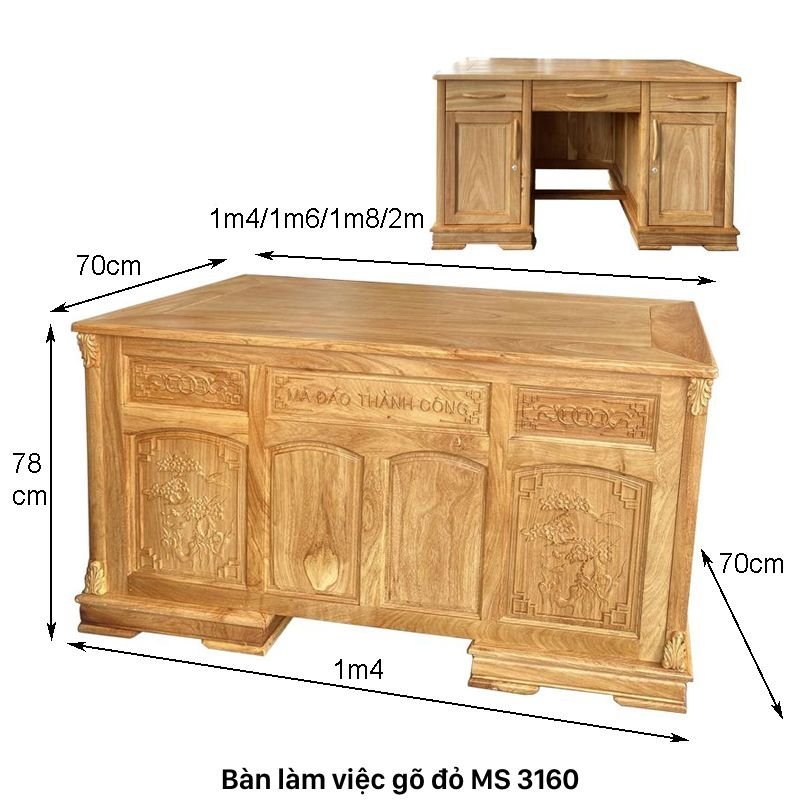 Kích thước bàn làm việc gõ đỏ tự nhiên Kích thước bàn làm việc gõ đỏ tự nhiên