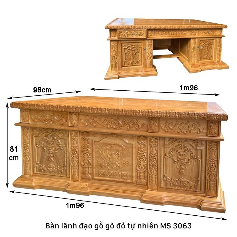 Kích thước bàn lãnh đạo gỗ gõ đỏ tự nhiên Kích thước bàn lãnh đạo gỗ gõ đỏ tự nhiên