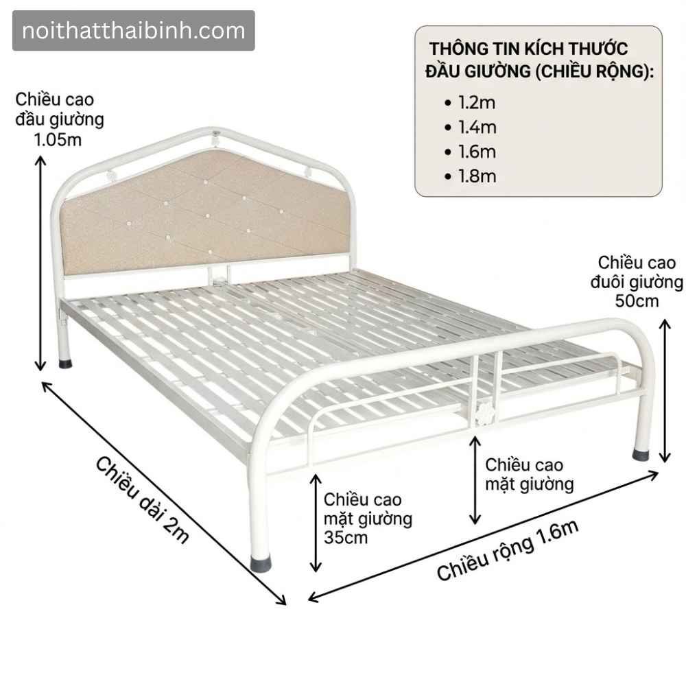 Giường sắt sơn tỉnh điện cao cấp - góc nghiêng