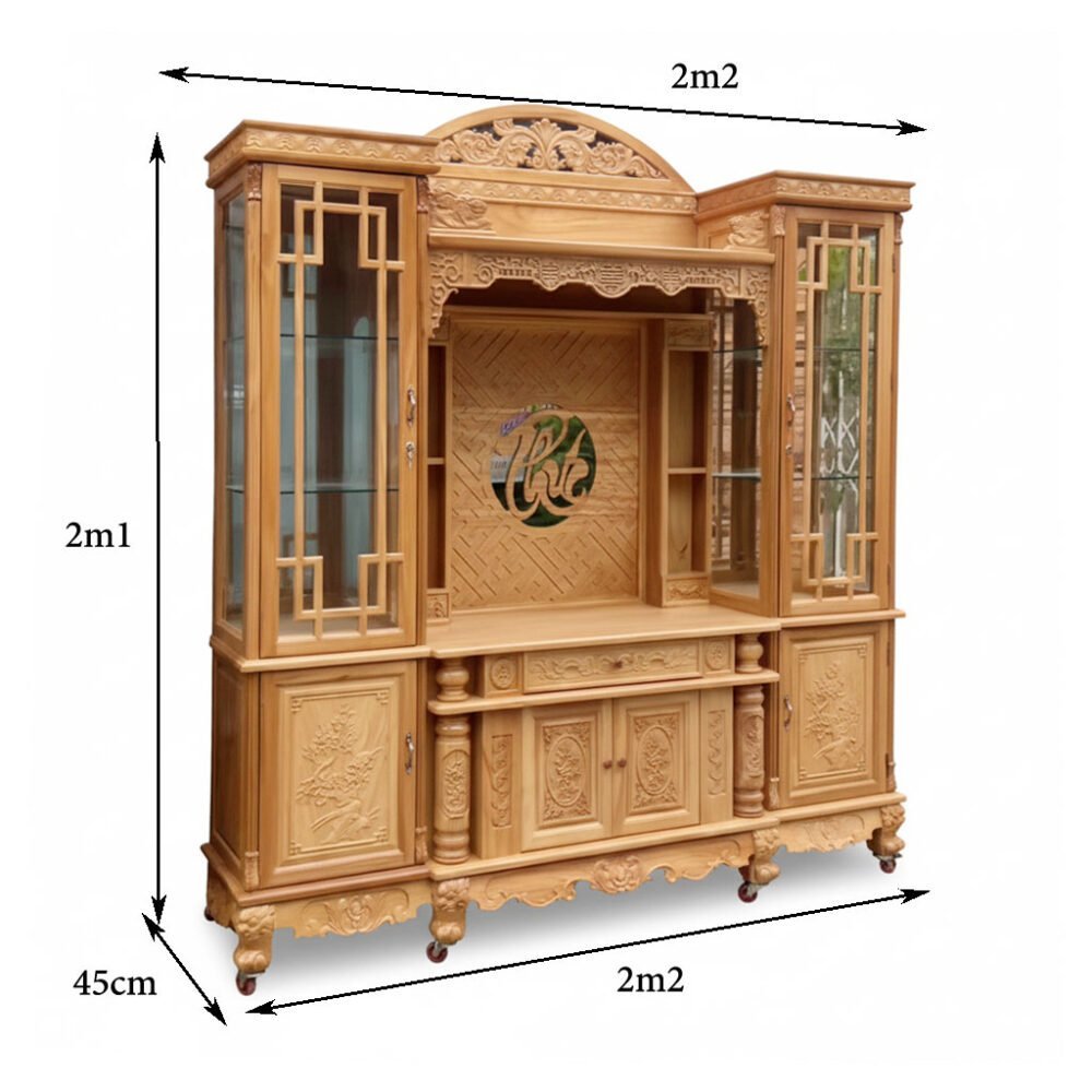 Kệ tivi kết hợp bàn thờ MS 3324 - chi tiết vân gỗ tự nhiên