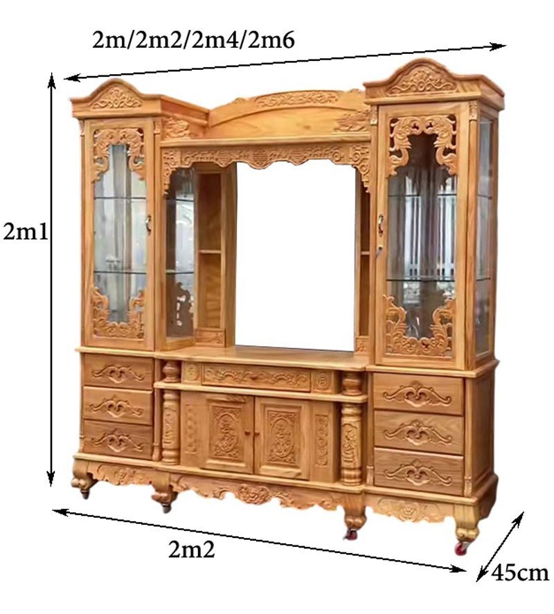 Kệ tivi kết hợp tủ rượu gỗ gõ đỏ MS 3325 - chi tiết vân gỗ tự nhiên