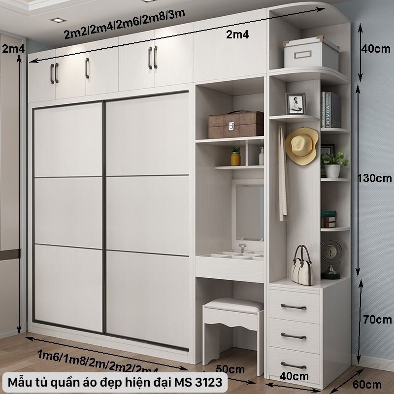 Kích thước mẫu tủ quần áo đẹp hiện đại