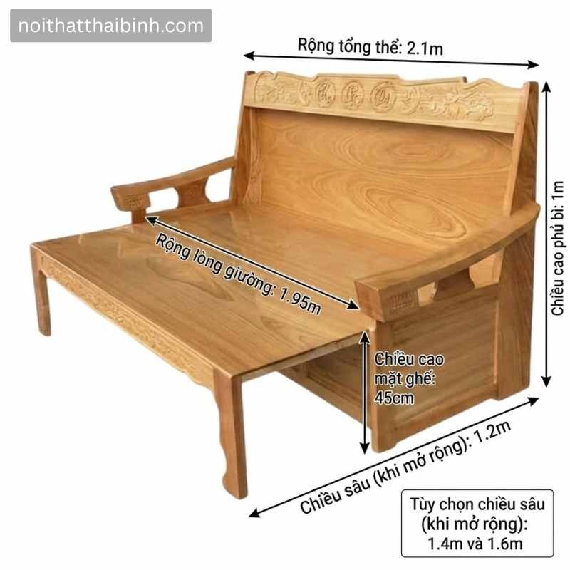 Trường kỷ gỗ gõ đỏ - bề mặt hoàn thiện