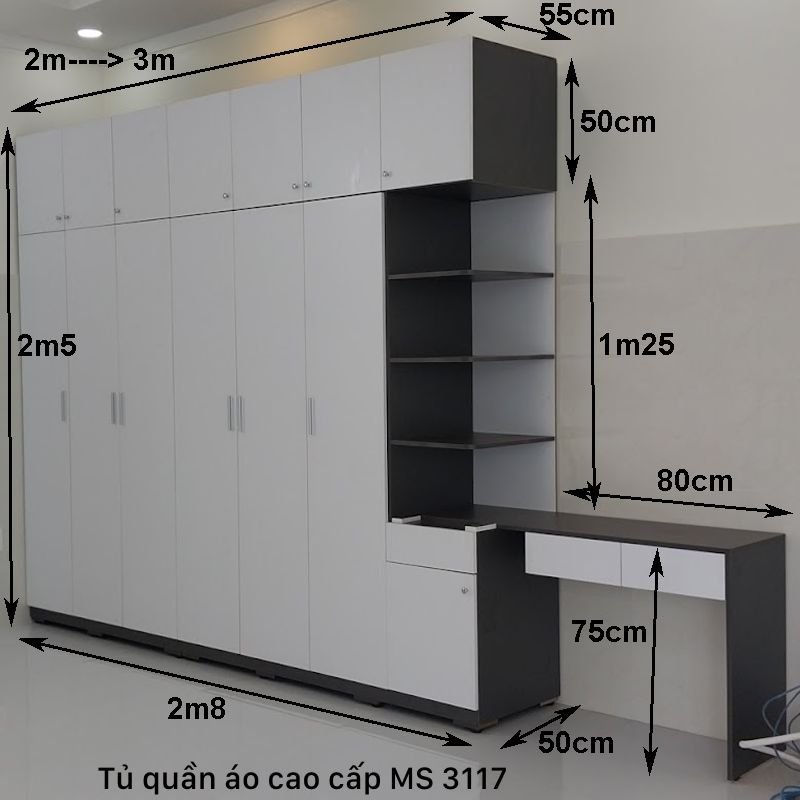 Kích thước tủ để quần áo cao cấp