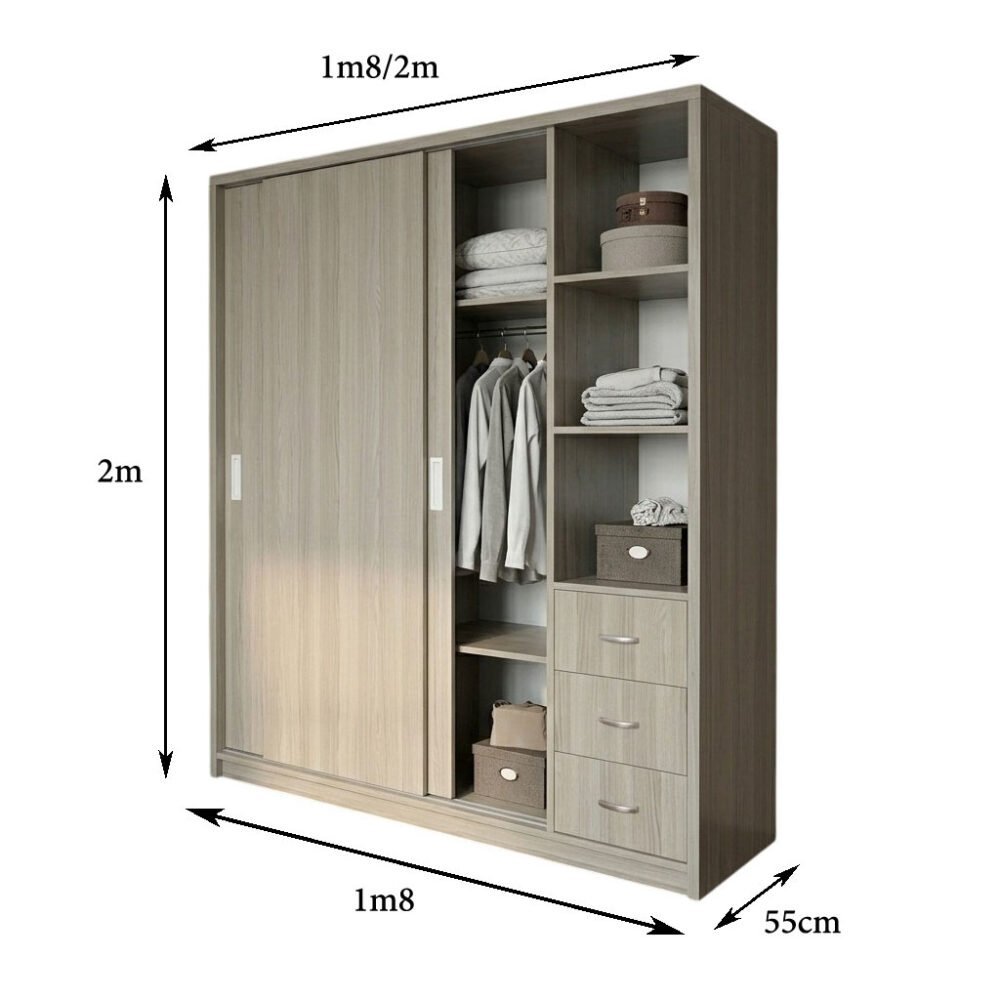 Tủ quần áo cửa lùa hiện đại MS 3444 - nhìn tổng thể