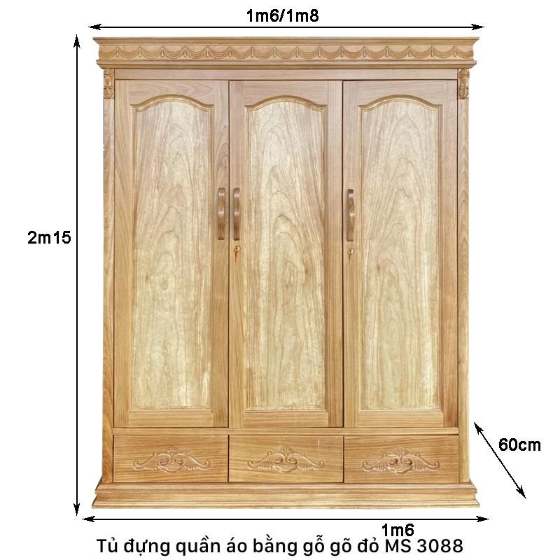 Kích thước tủ đựng quần áo bằng gỗ