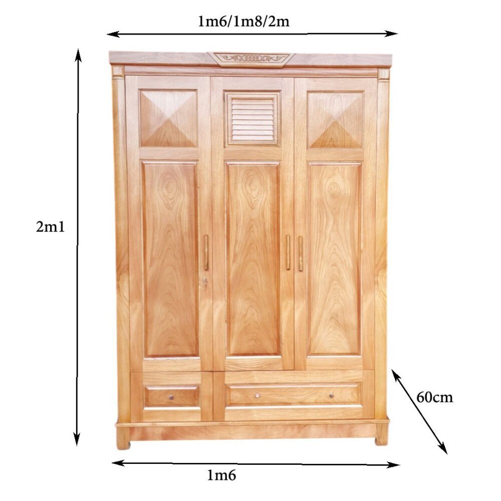 Kích thước tủ quần áo gỗ 3 cánh
