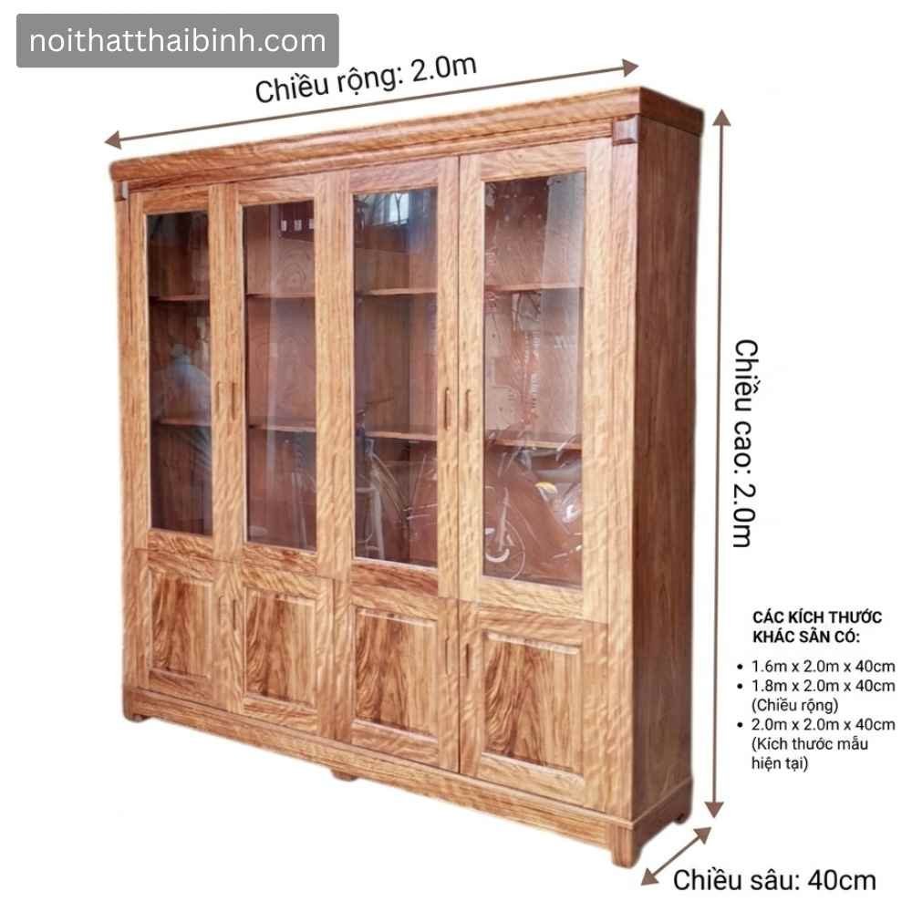 Tủ tài liệu gỗ tự nhiên cao cấp - góc nghiêng