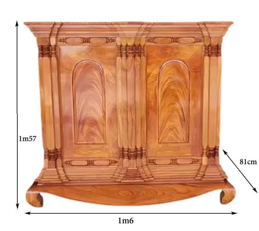 Kích thước tủ thờ 15 trụ gỗ gõ đỏ
