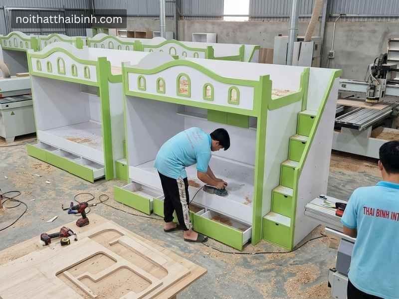Mẫu giường 2 tầng đẹp tại xưởng mộc nội thất Thái Bình