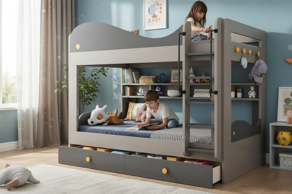 Mẫu giường tầng đẹp cho người lớn MS 2970 - bề mặt hoàn thiện