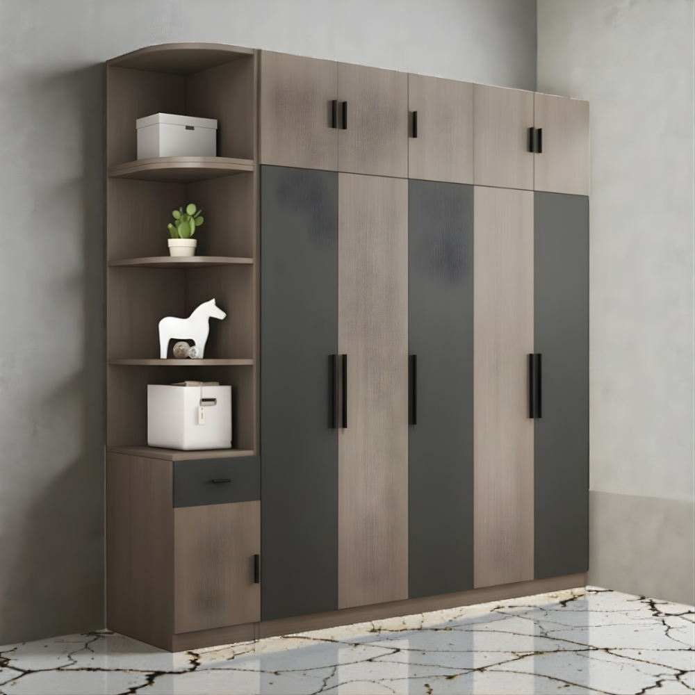 Mẫu tủ quần áo 4 cánh màu xám hiện đại đẹp bền