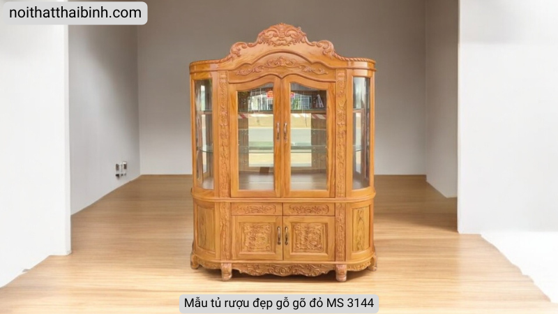 Mẫu tủ rượu đẹp gỗ gõ đỏ
