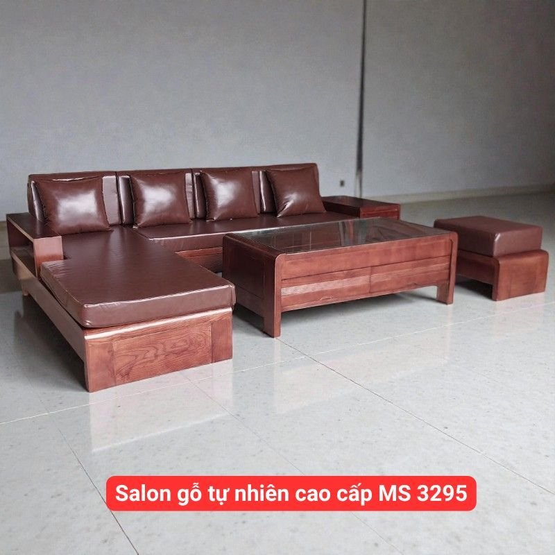 Salon góc gỗ tự nhiên cao cấp MS 3295