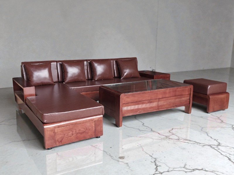 Salon góc gỗ tự nhiên cao cấp MS 3295 - kỹ thuật đóng mộng chắc chắn