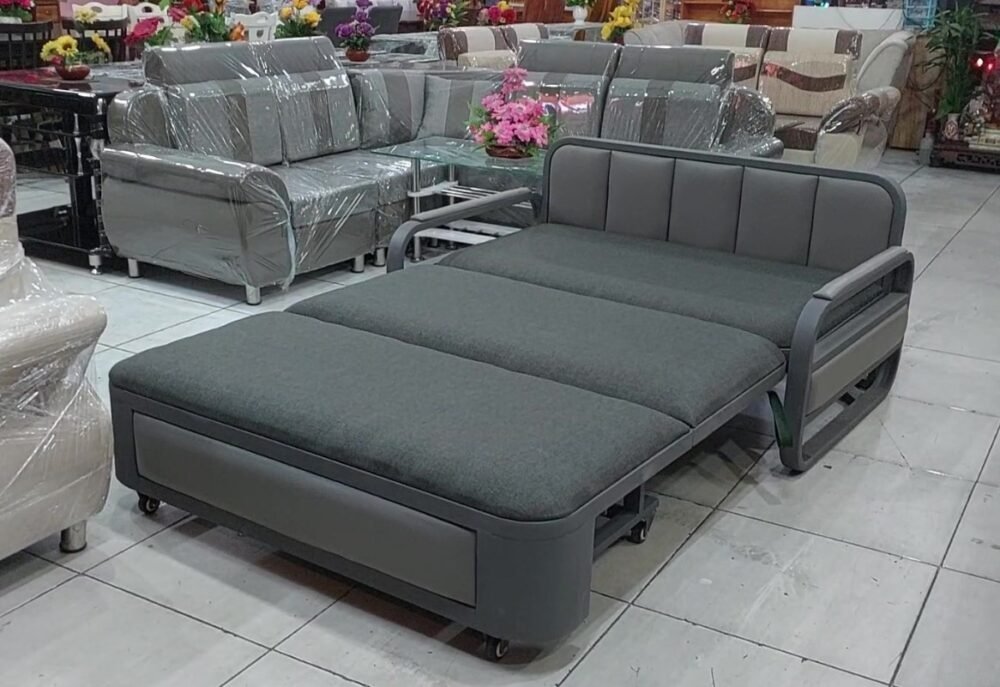 Ghế sofa kéo ra thành giường thông minh màu xám nhạt hiện đại Ghế sofa kéo ra thành giường thông minh MS 3326 - góc nghiêng