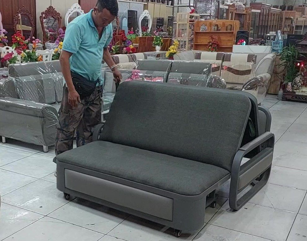 Chi tiết ghế sofa kéo ra thành giường thông minh Ghế sofa kéo ra thành giường thông minh MS 3326 - chi tiết vân gỗ tự nhiên