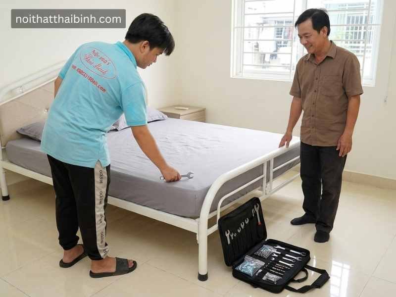 Giường sắt sơn tỉnh điện cao cấp