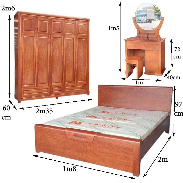 Trọn bộ phòng ngủ gỗ tự nhiên cao cấp