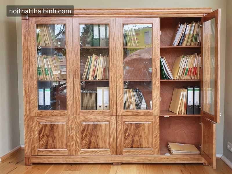 Tủ tài liệu gỗ tự nhiên cao cấp - kỹ thuật đóng mộng chắc chắn