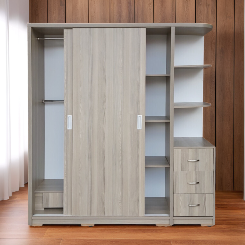 Tủ quần áo cánh lùa hiện đại MS 1233 - chi tiết vân gỗ tự nhiên