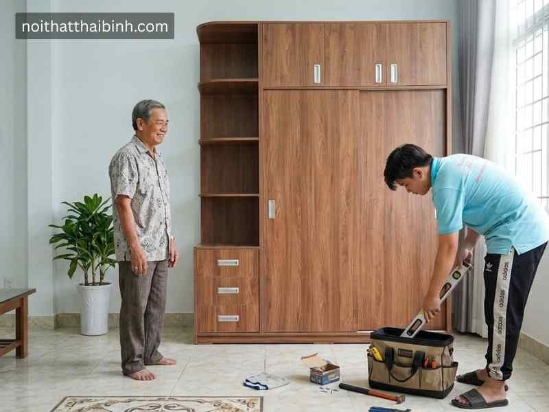Tủ quần áo cao áp trần đẹp
